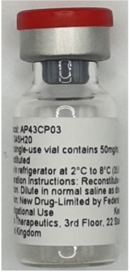 Vial of camoteskimab clinical trial supply