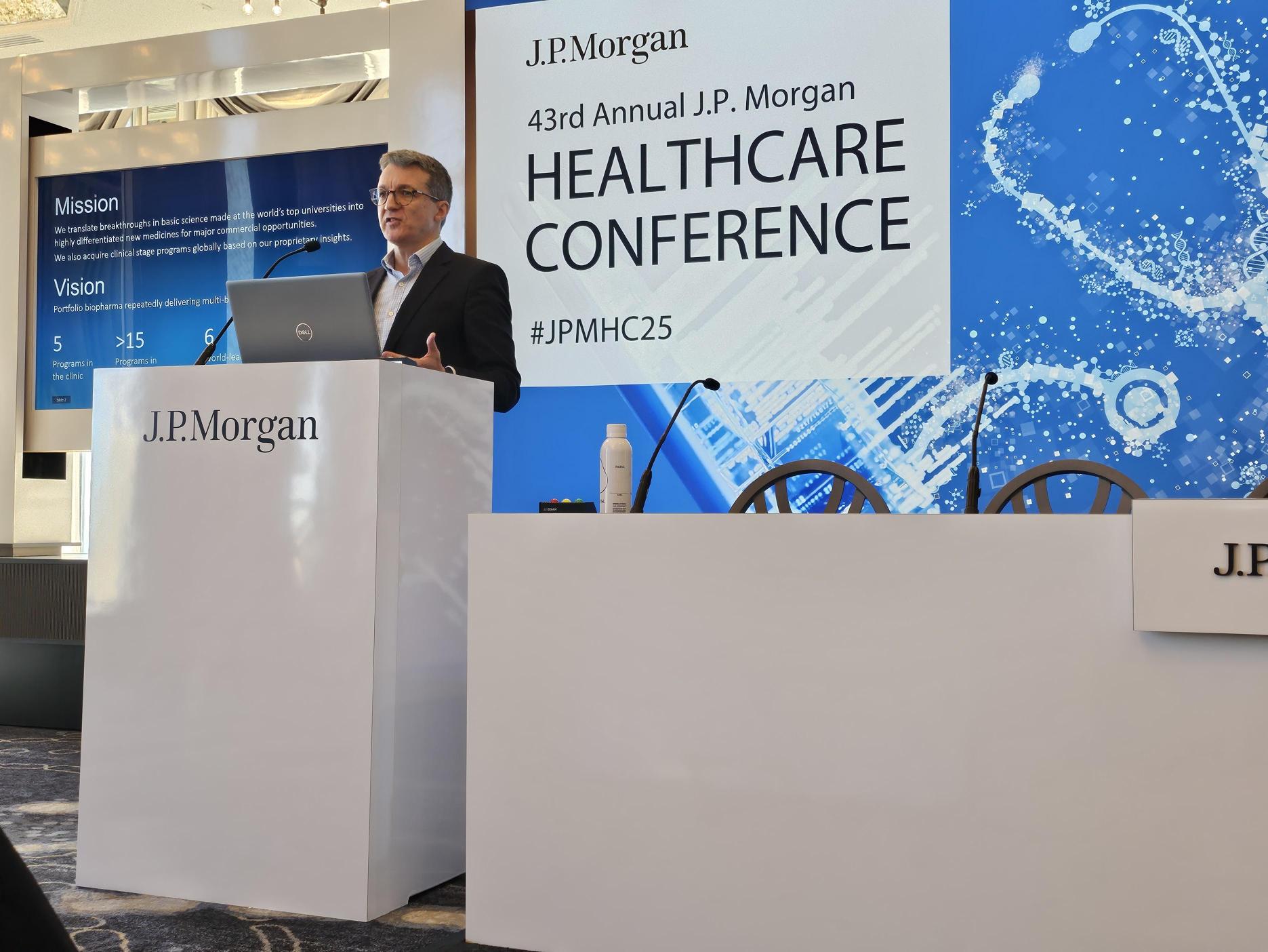 Apollo CEO Richard Mason speaking to the audience at the JP Morgan Health Conference 2025
