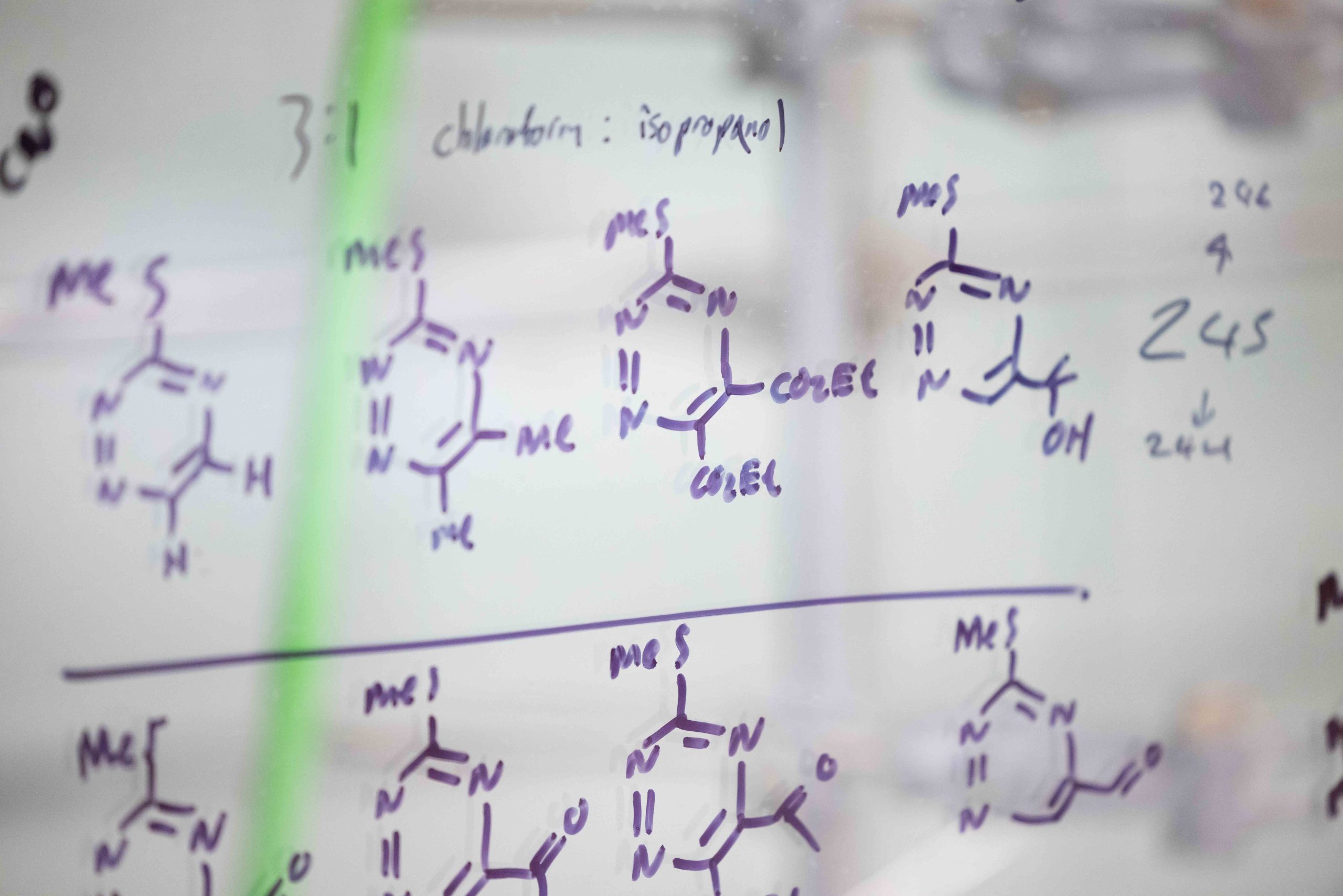 Molecules drawn on a board